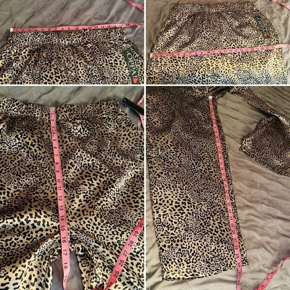 Oppa! Plus Straight Fit Animal Print Satin Pants Gold Leopard 1X NWT - Picture 9 of 9